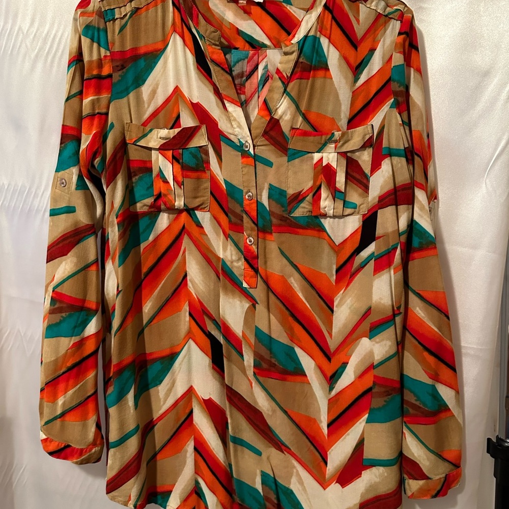 Calvin Klein Orange Cream Graphic Blouse